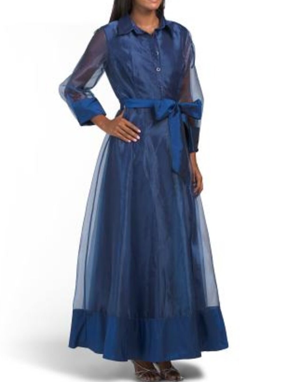 RENE BY RENE RUIZ Long Sleeve Organza Shirt Gown